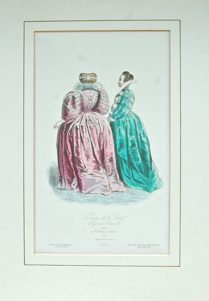 "Dames de la Court - colour lithograph" - 1865