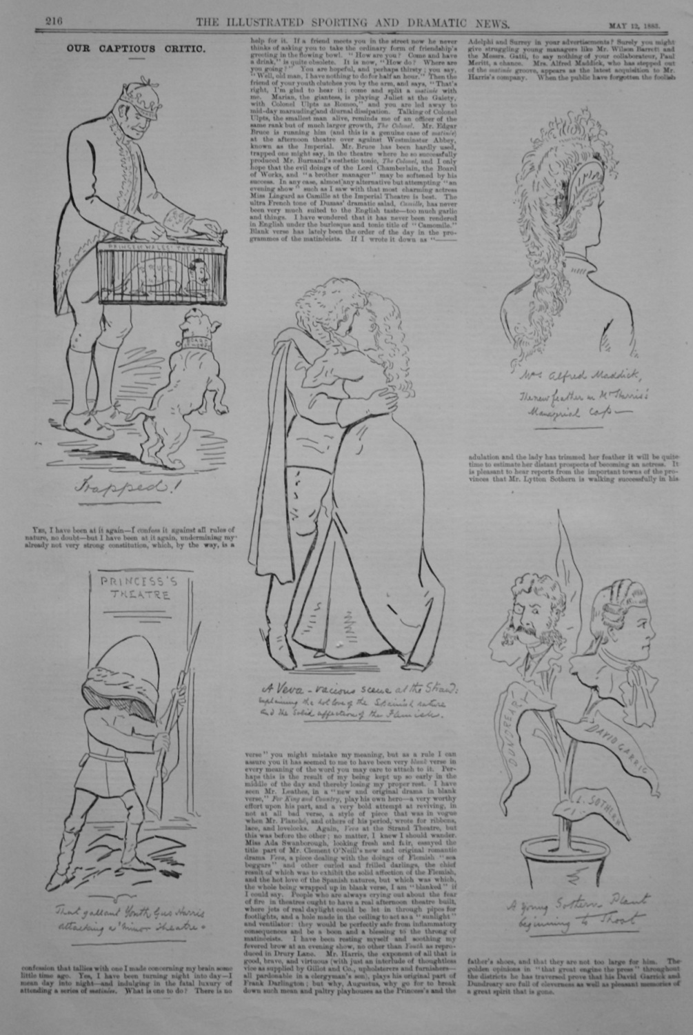 Our Captious Critic, May 12th, 1883.   A Look at the Stage at this Time.