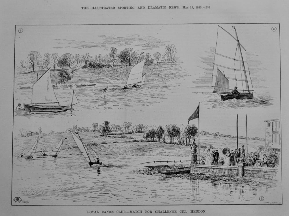 Royal Canoe Club.- Match for Challenge Cup, Hendon.  1883.