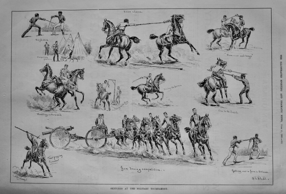 Sketches at the Military Tournament.  1883.