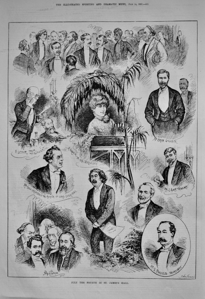 July the Fourth in St. James's Hall. (Dinner for Sir Henry Irving)  1883.