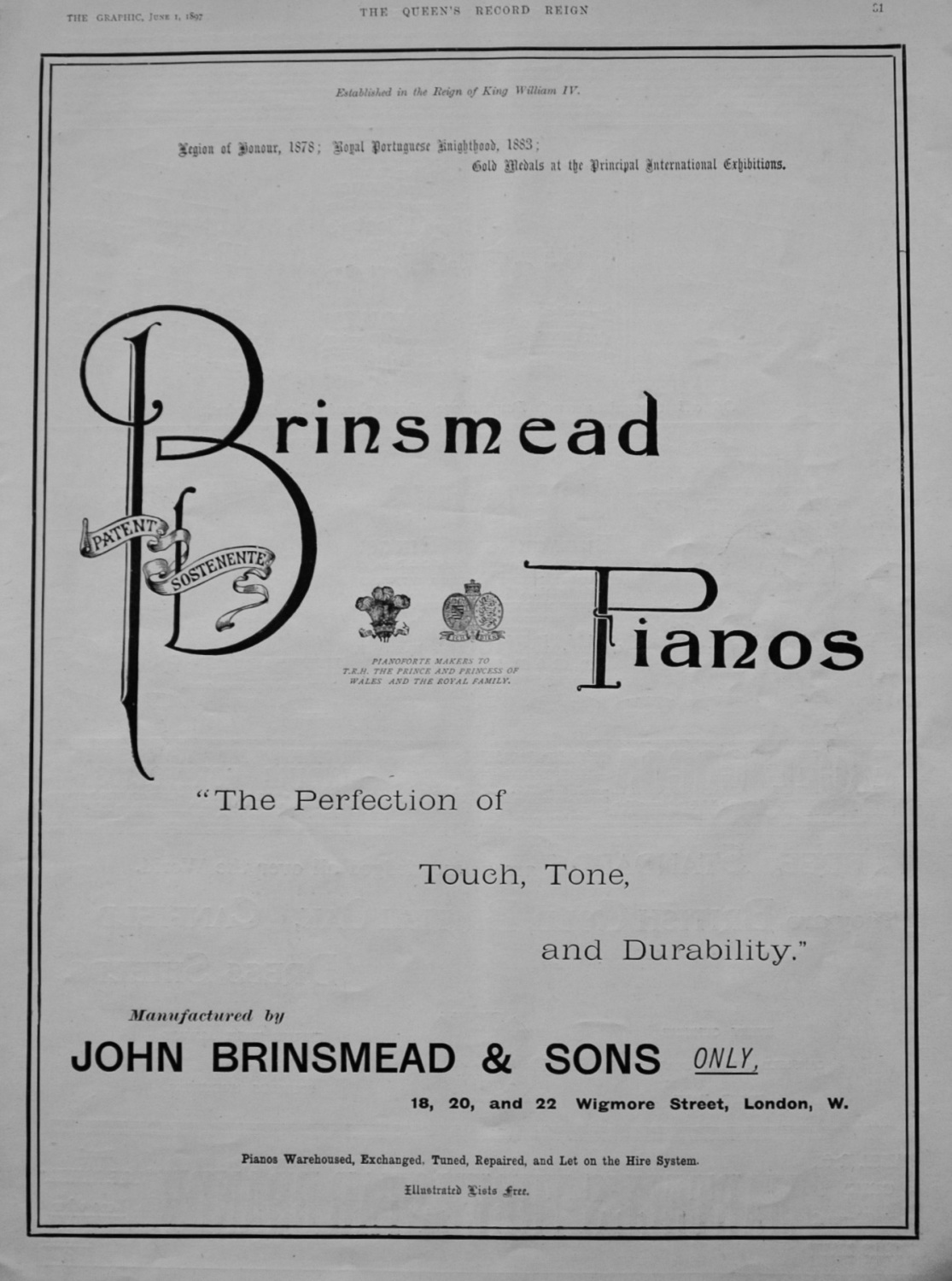 Brinsmead Pianos. 1897.