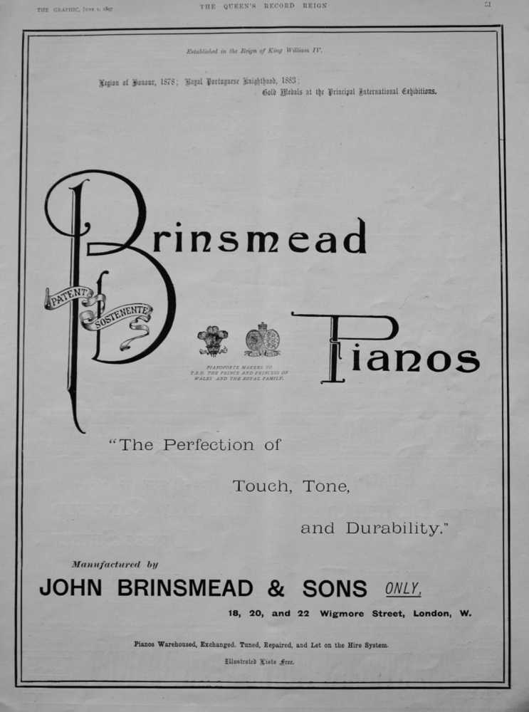 Brinsmead Pianos. 1897.