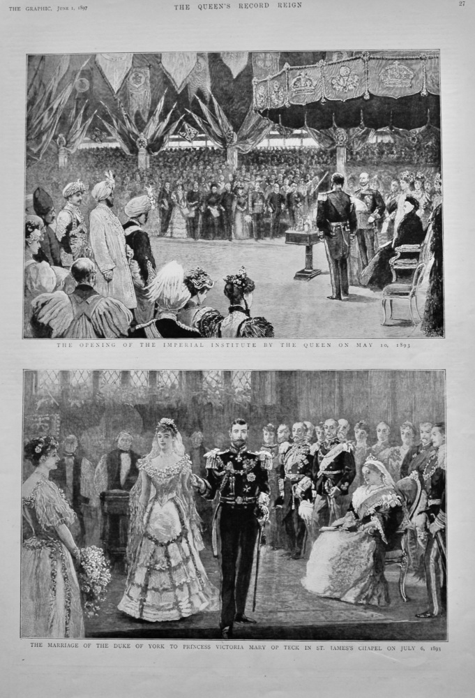 The Marriage of the Duke of York to Princess Victoria Mary of Teck in St. James's Chapel on July 6th, 1893.