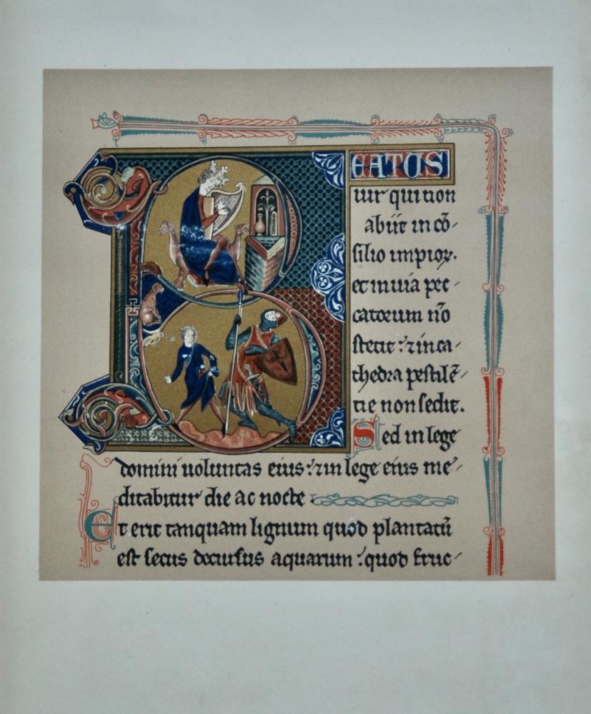 Miniature-Initial and part of a Page from a Psalter.