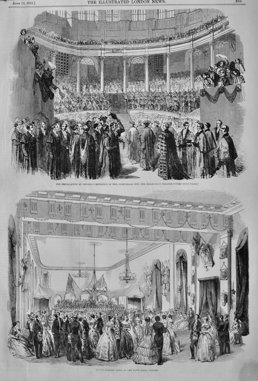 Grand Masonic Ball, in the Town-Hall, Oxford.  1853.