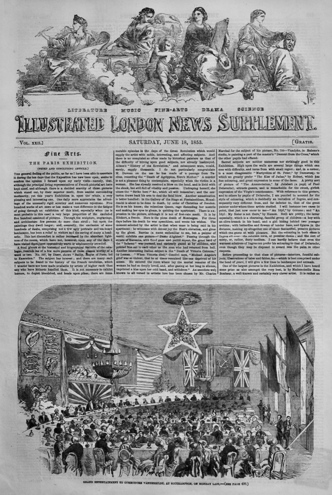 Illustrated London News, June 18th, 1853.  (Supplement).