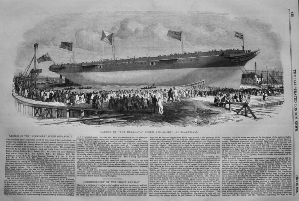 Launch of "The Himalaya" Screw Steam-Ship, at Blackwall.  1853.