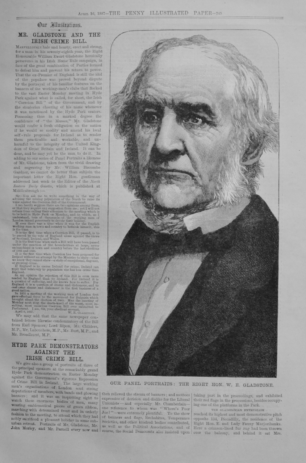 Mr Gladstone and the Irish Crime Bill - 1887