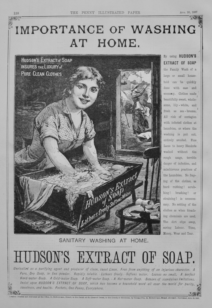 Hudson's Extract of Soap Advert - 1887