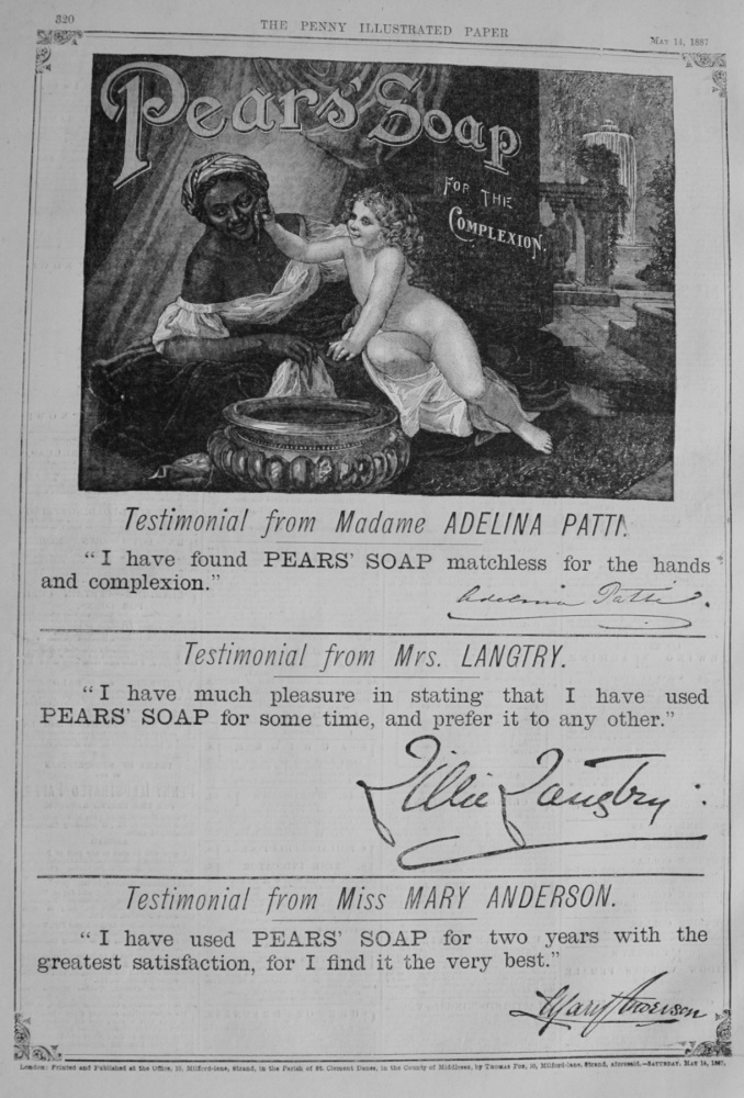 Pear's Soap Advert - 1887
