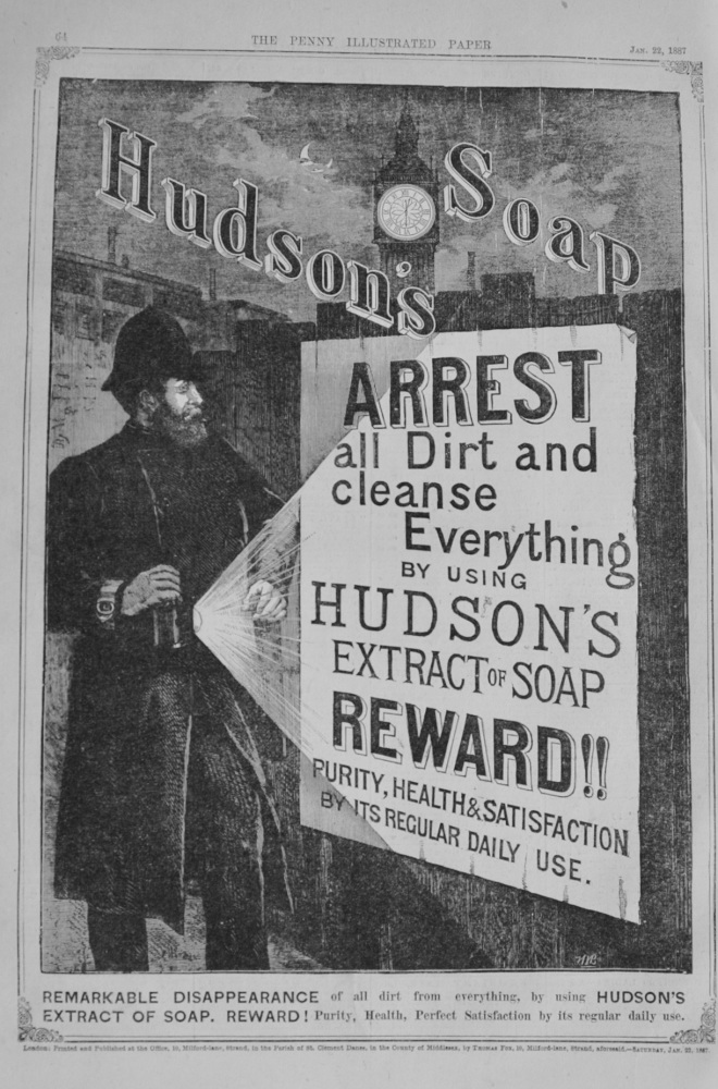 Hudson's Soap Advert - 1887