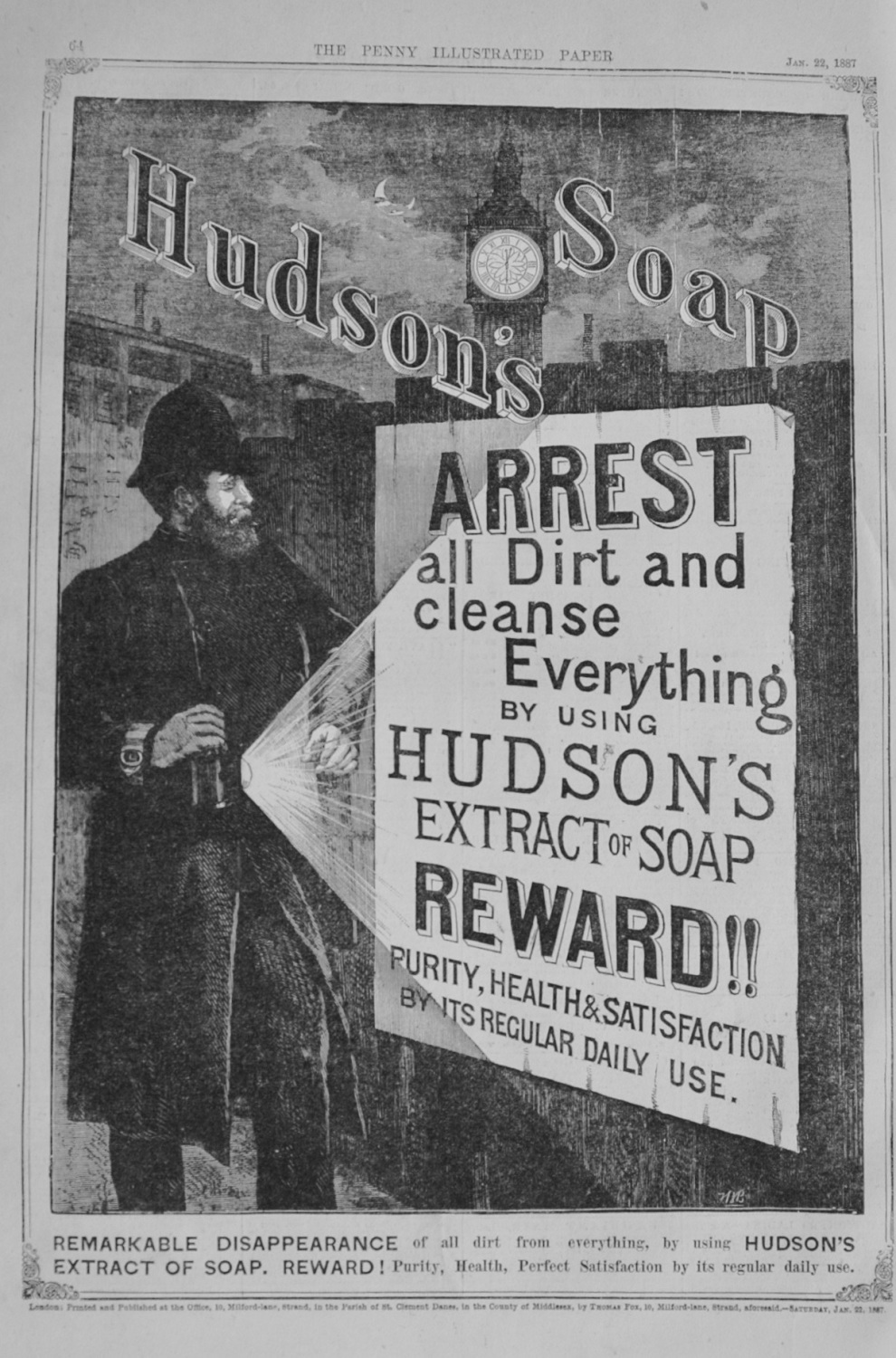 Hudson's Soap Advert - 1887