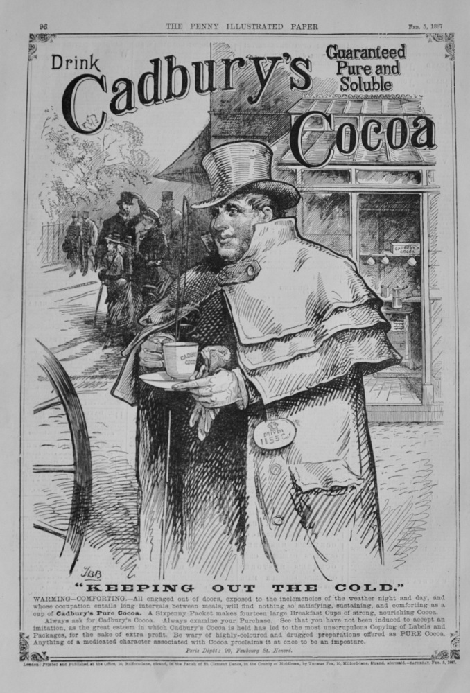 Cadbury's Cocoa Advert - 1887