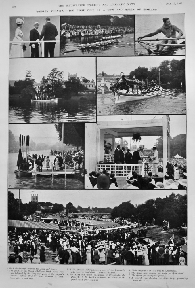 Henley Regatta.- The First Visit of a King and Queen of England.  1912.