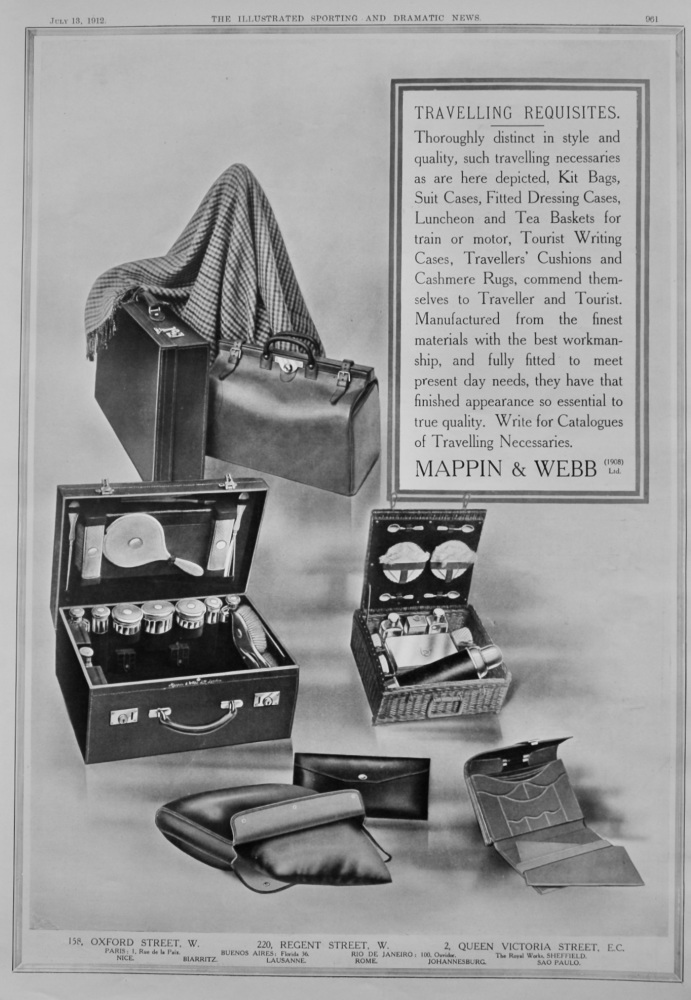 Mappin & Webb Ltd.  (Travelling Requisites)  1912.