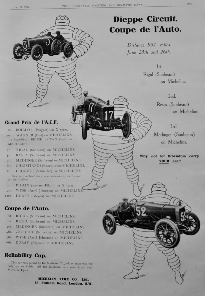 Michelin Tyre Co., Ltd.  1912.