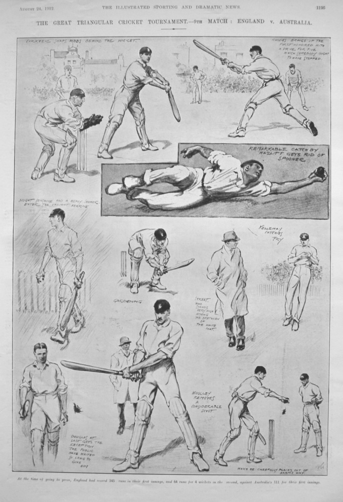 The Great Triangular Cricket Tournament.- 9th. Match : England v. Australia.  1912.