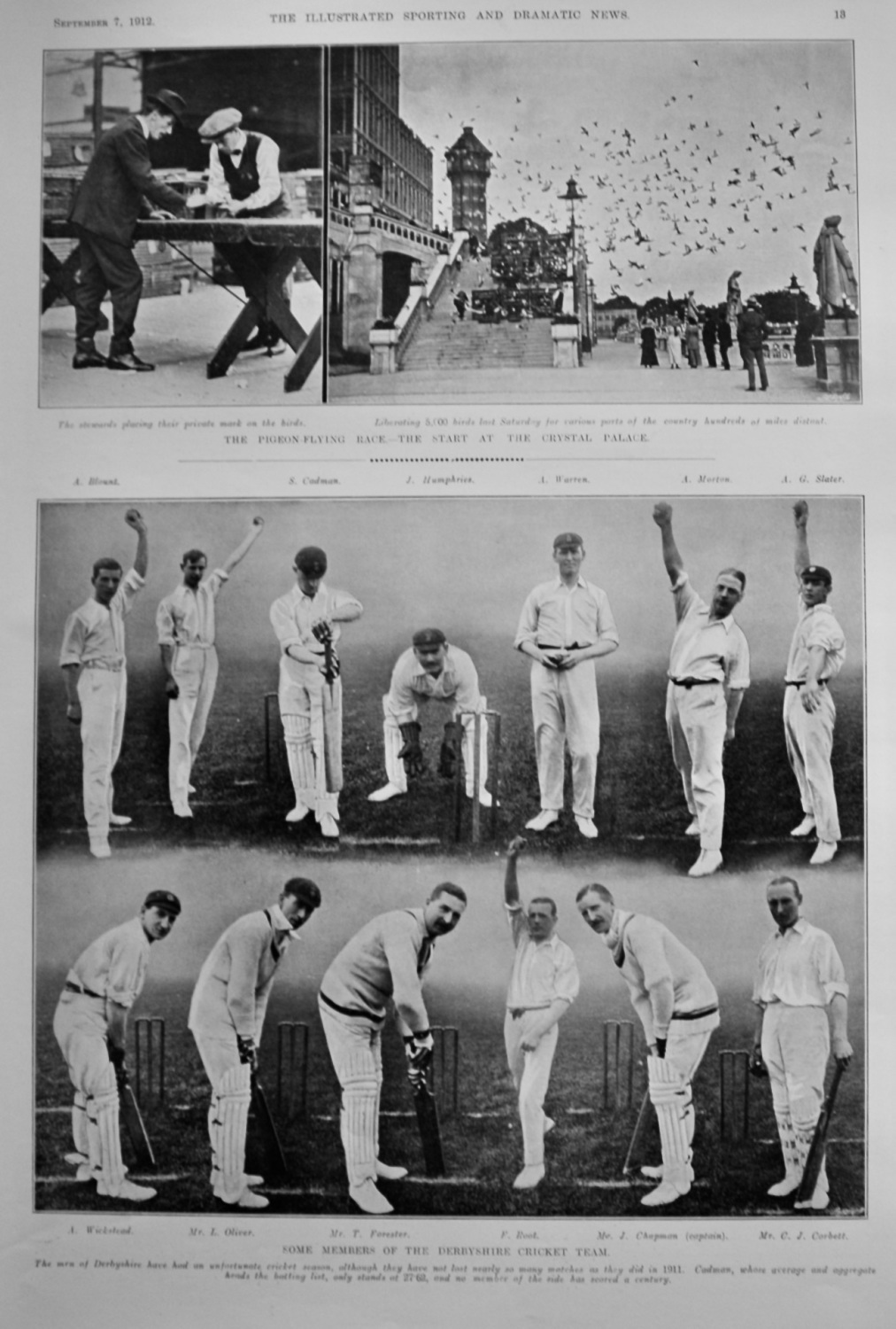 Come Members of the Derbyshire Cricket Team.  1912.