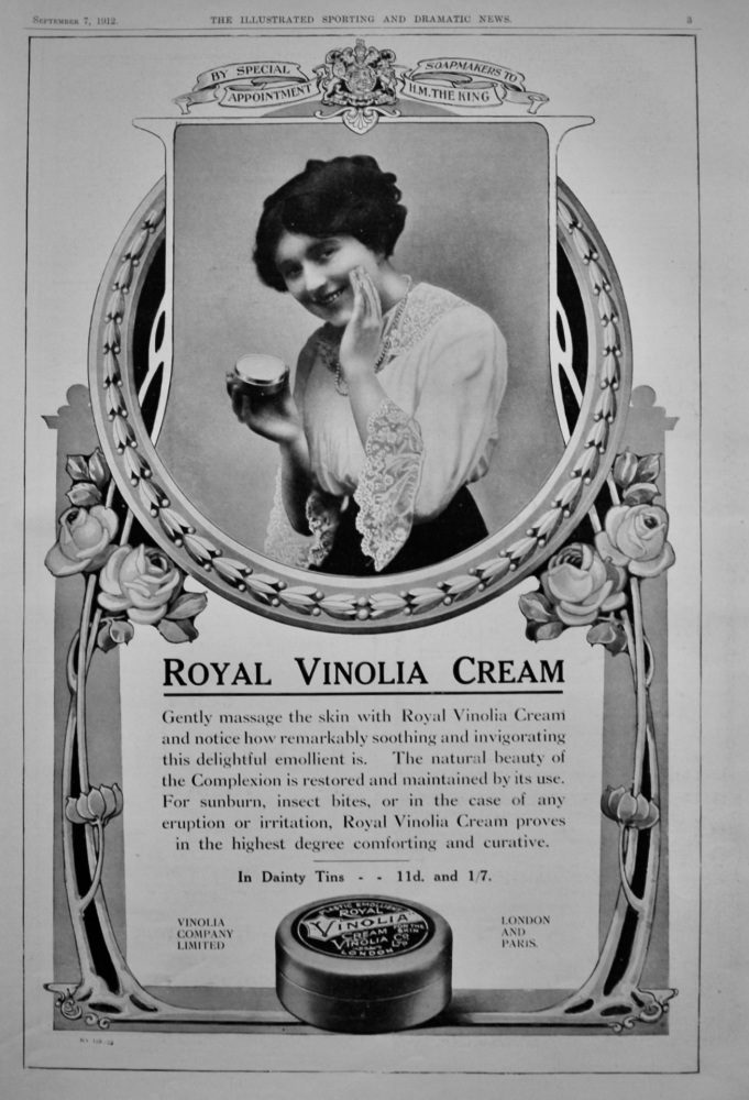 Royal Vinolia Cream. 1912.