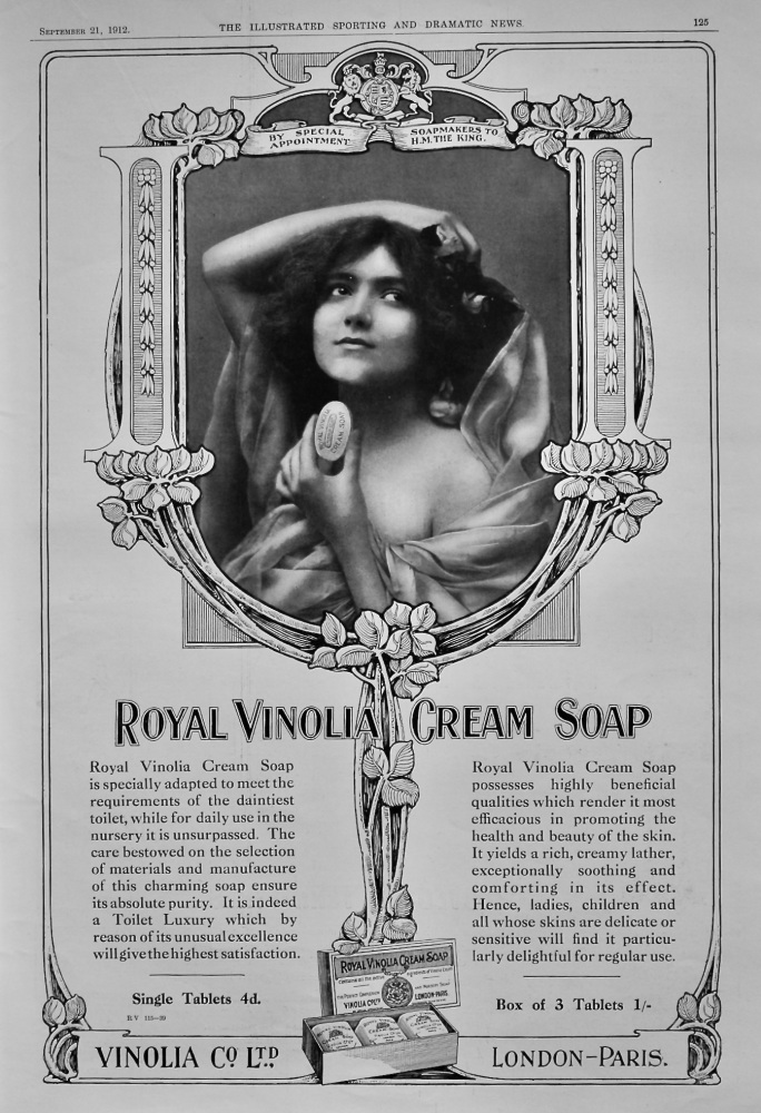 Royal Vinolia Cream Soap.  1912.