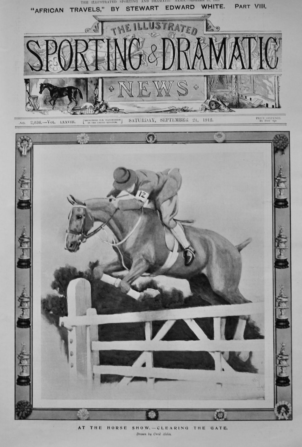 At the Horse Show.- Clearing the Gate.  1912.
