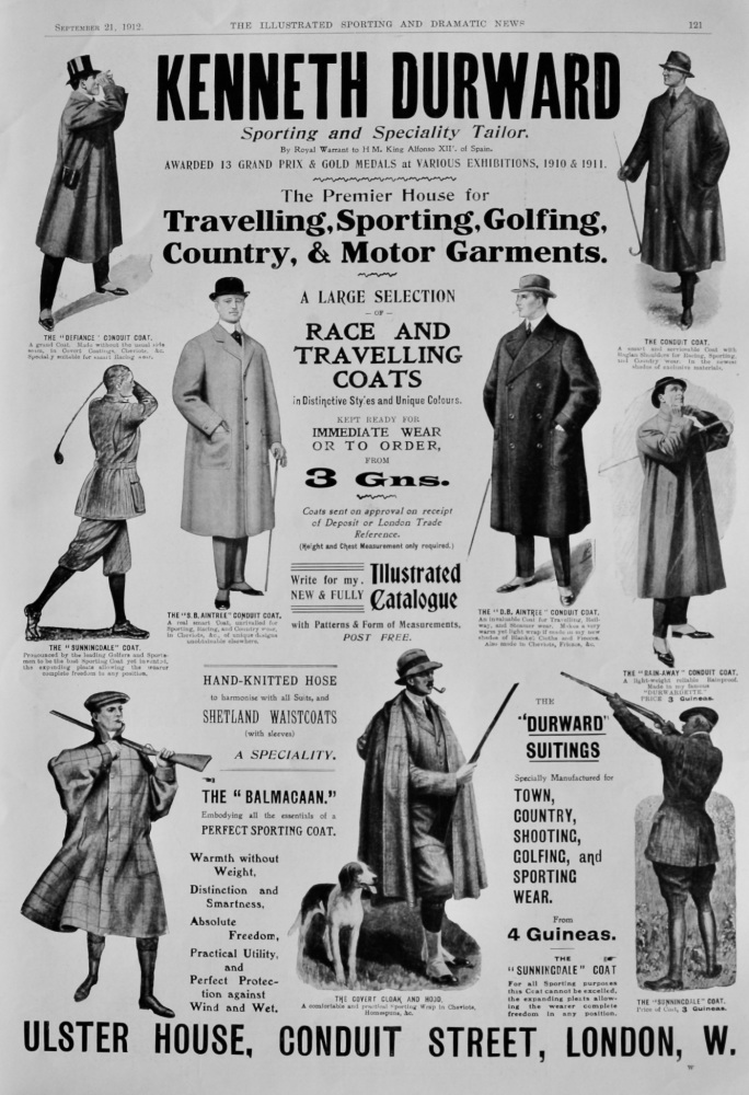 Kenneth Durward Sporting and Speciality Tailor.  1912.
