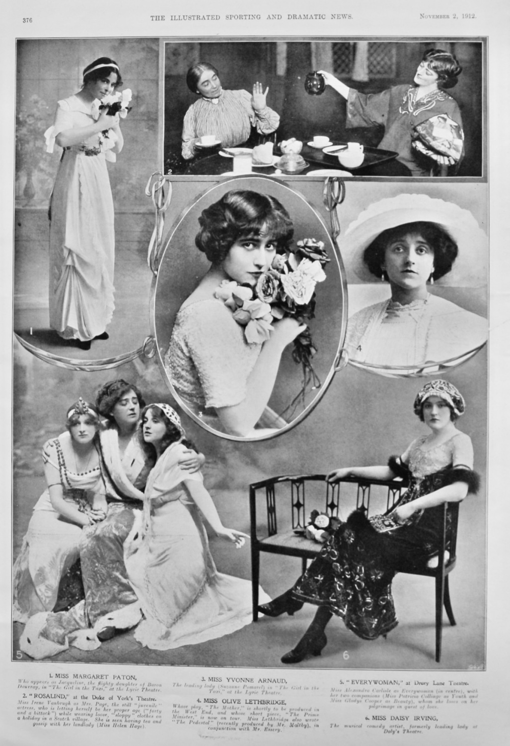 Actresses from the Stage,  November 1912.