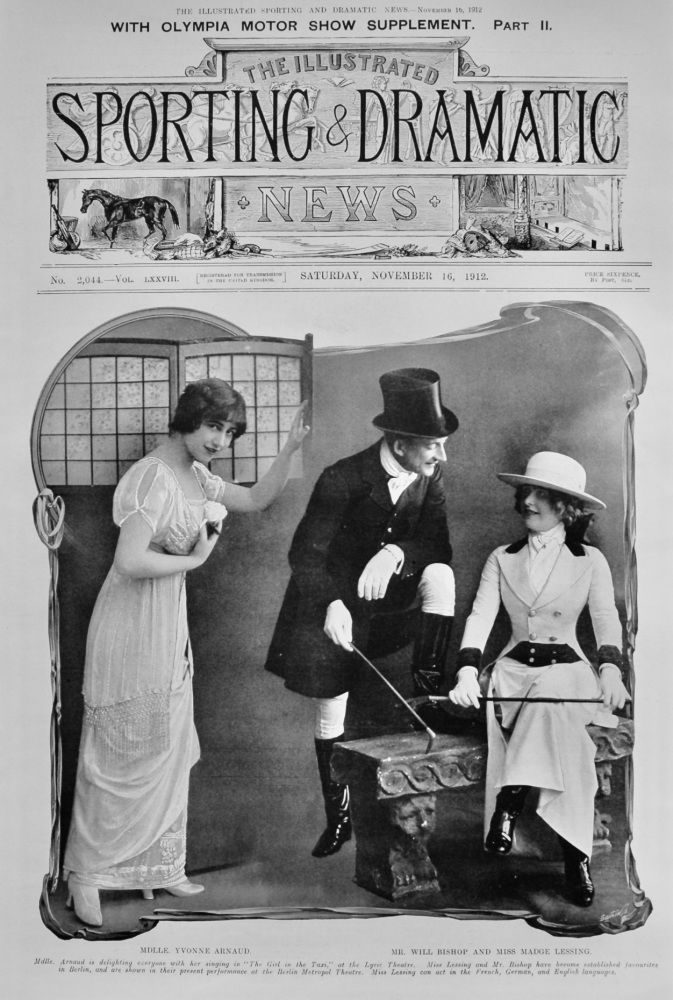 Mdlle Yvonne Arnaud  &  Mr. Will Bishop as Miss Madge Lessing.  1912.