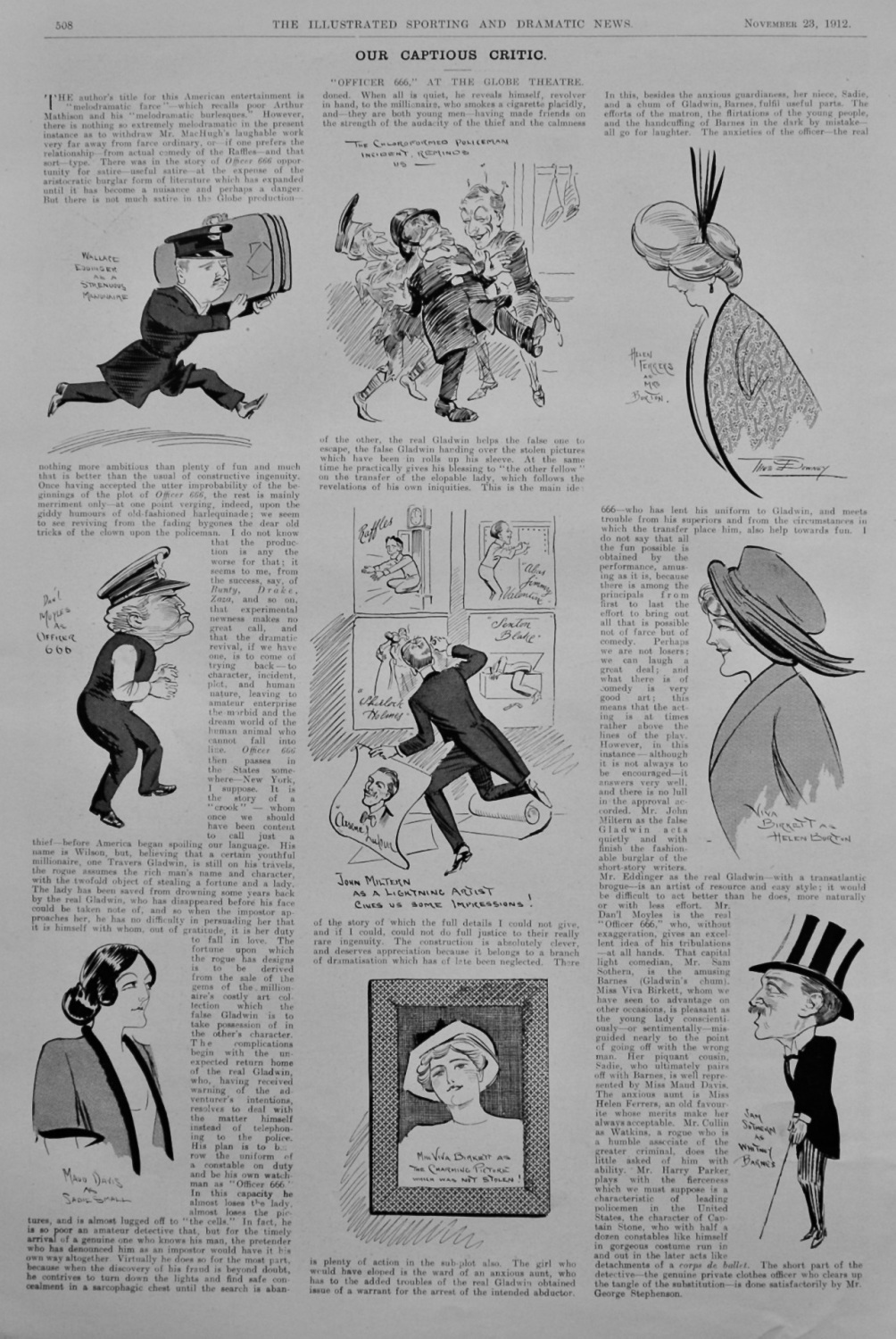 Our Captious Critic, November 23rd, 1912. :  