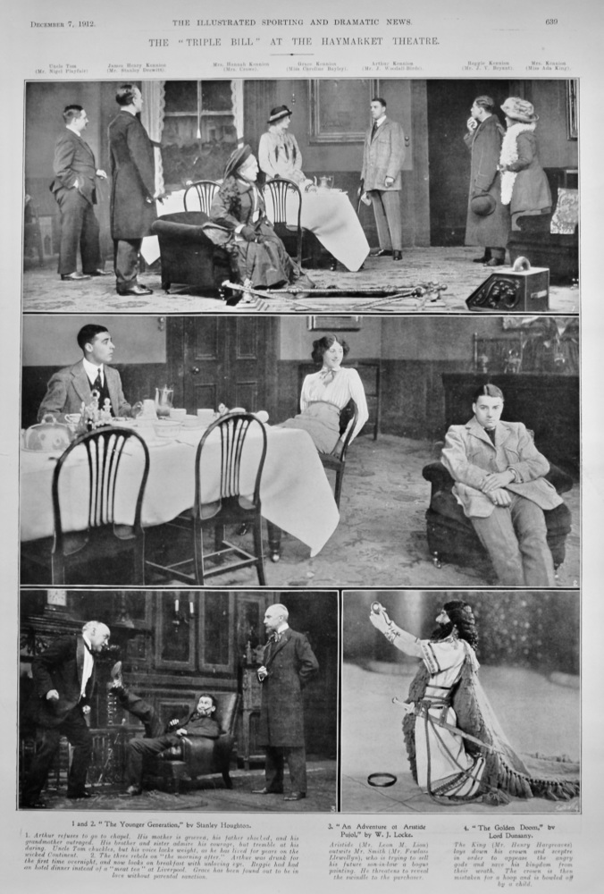 The "Triple Bill" at the Haymarket Theatre.  1912.