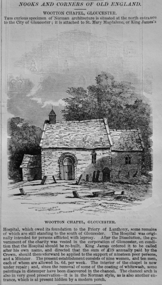 Nooks and Corners of Old England : Wootton Chapel, Gloucester.  1847.