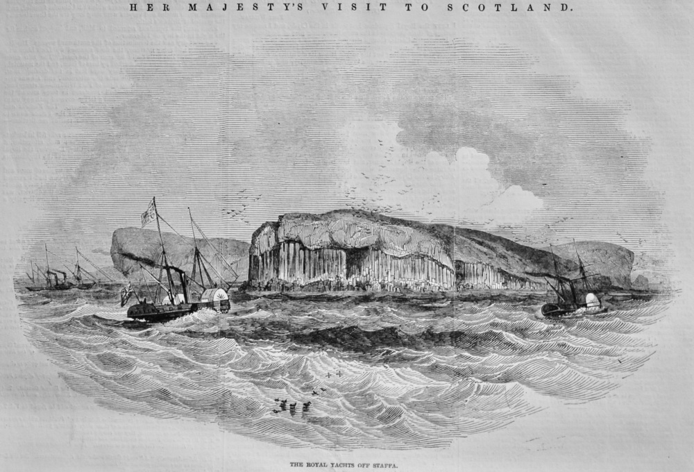 The Royal Yachts off Staffa. (Scotland)  1847.