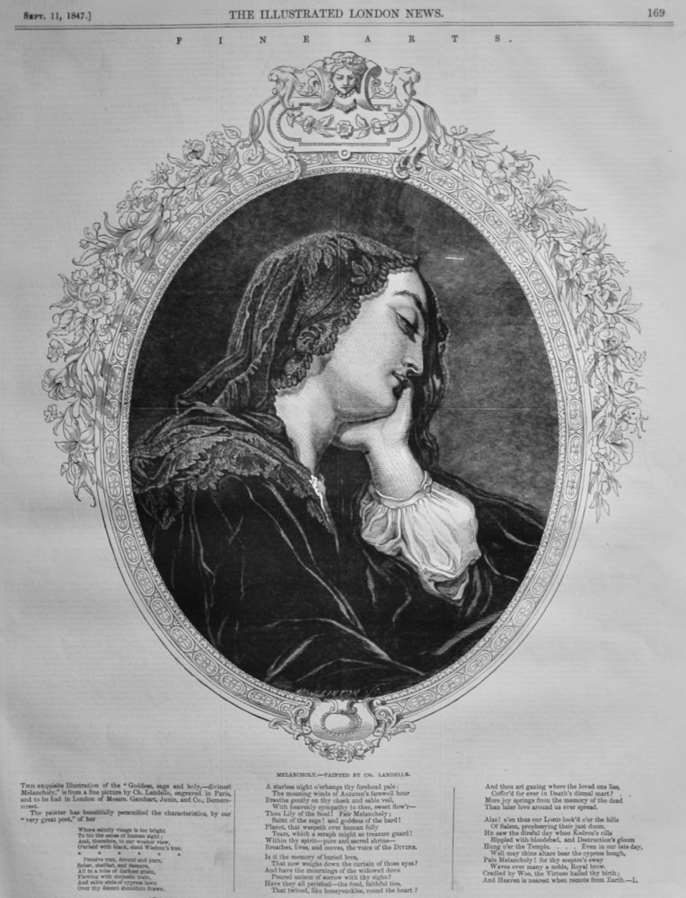 Melancholy.- Painted by Ch. Landelle.  1847.