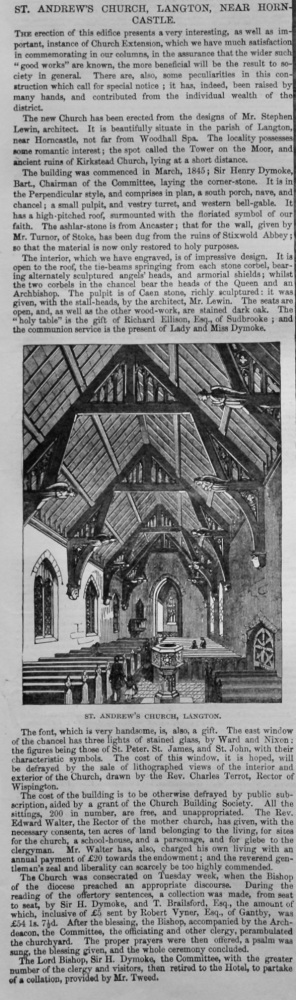 St. Andrew's Church, Langton, near Horncastle.  1847.