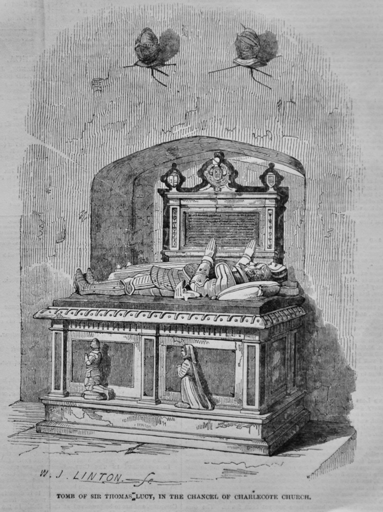 Tomb of Sir Thomas Lucy, in the Chancel of Charlecote Church.  1847.
