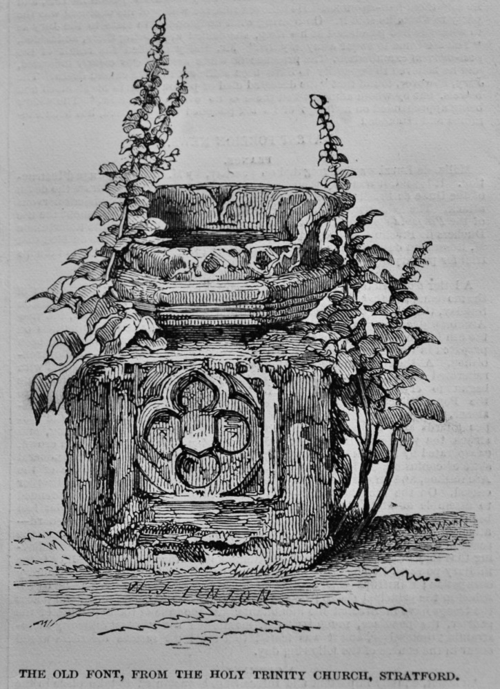 The Old Font, from the Holy Trinity Church, Stratford.  1847.