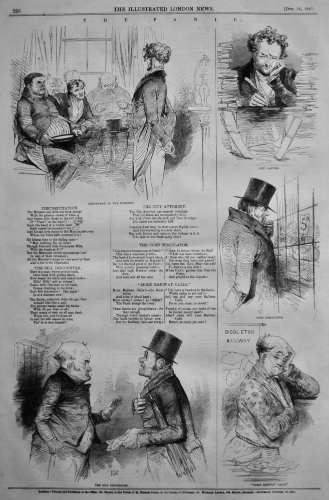 The Panic.  (Stock Market comic drawings).  1847.