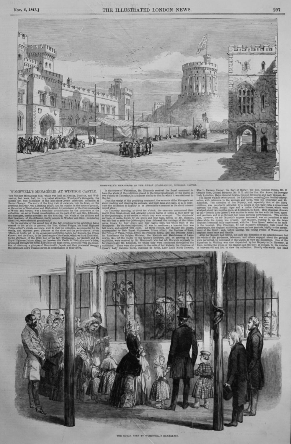 Wombwell's Menagerie at Windsor Castle.  1847.