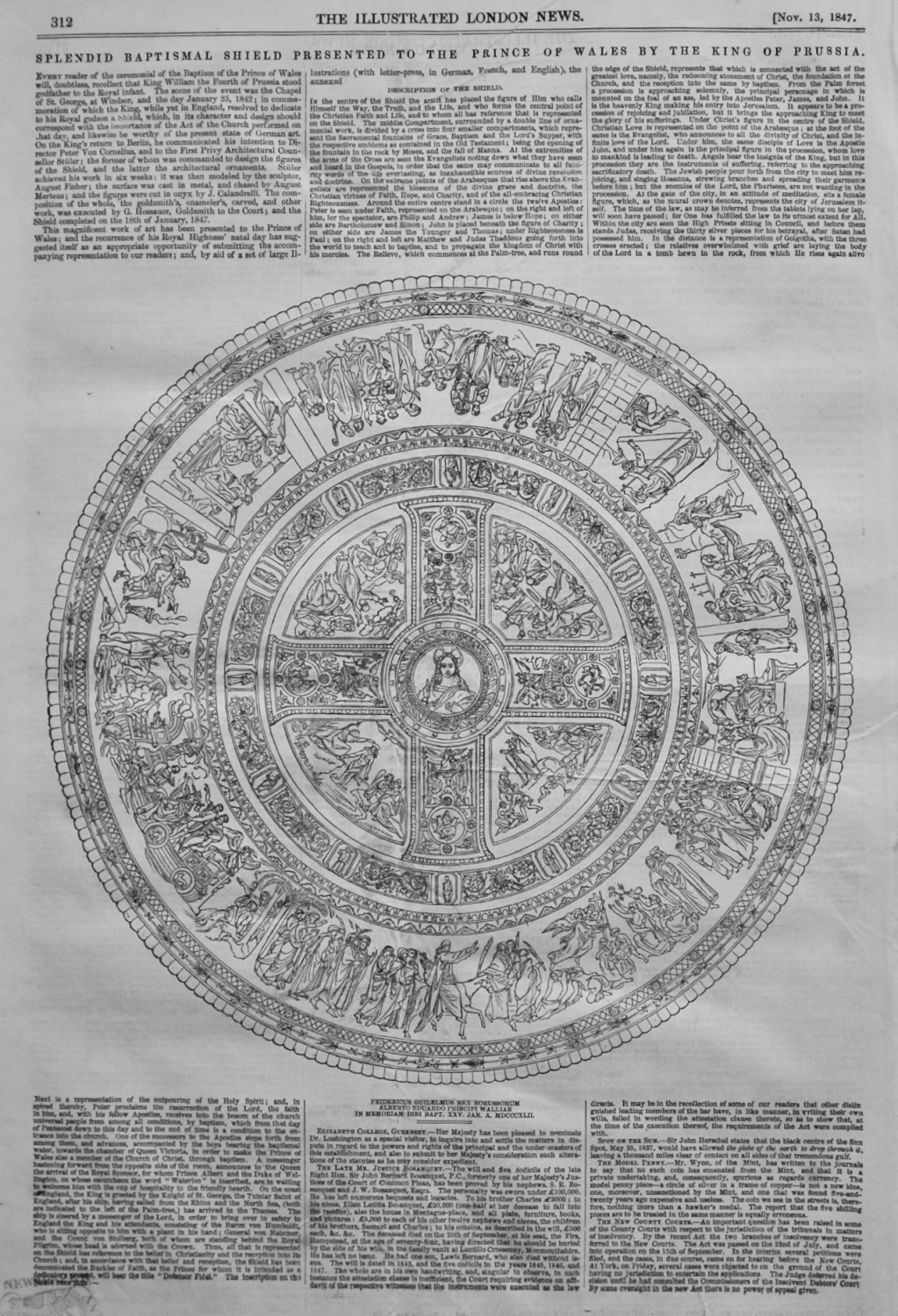 Splendid Baptismal Shield Presented to the Prince of Wales by the King of P