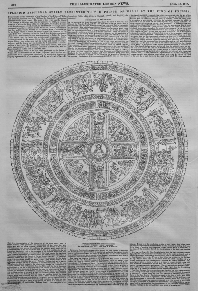 Splendid Baptismal Shield Presented to the Prince of Wales by the King of Prussia.  1847.