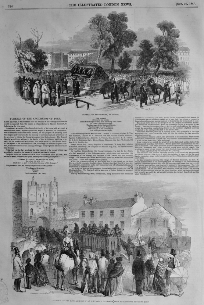 Funeral of the Archbishop of York.  1847.