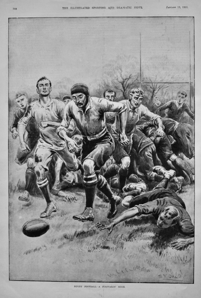 Rugby Football.- A Forwards' Rush.  1901.
