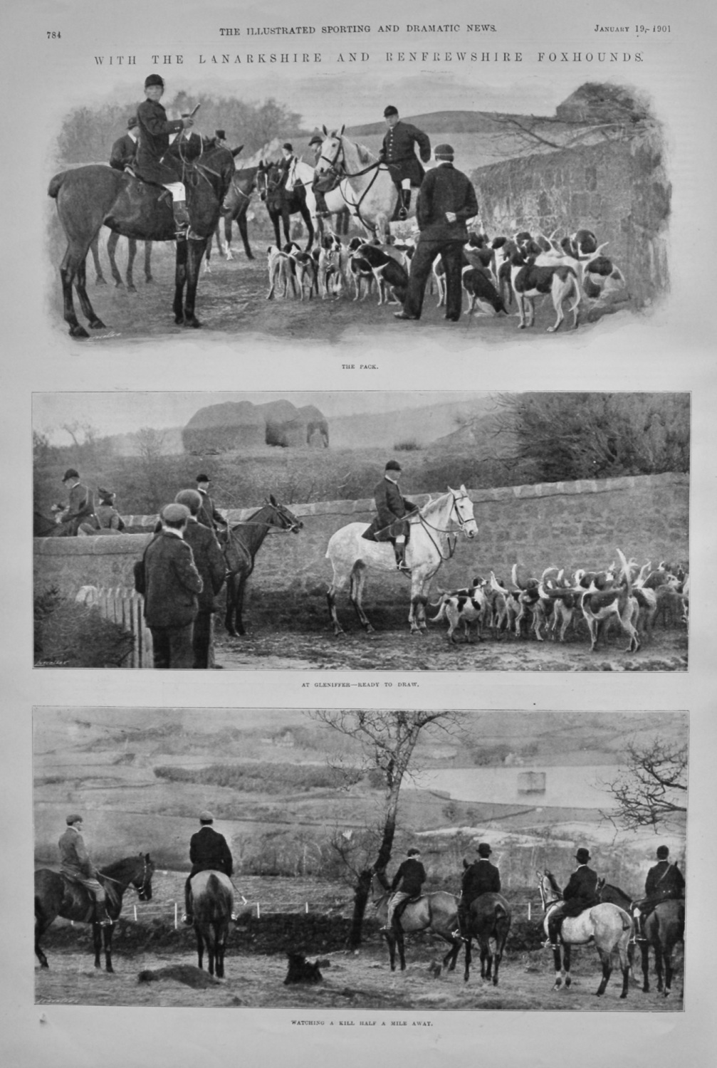 With The Lanarkshire and Renfrewshire Foxhounds.  1901.