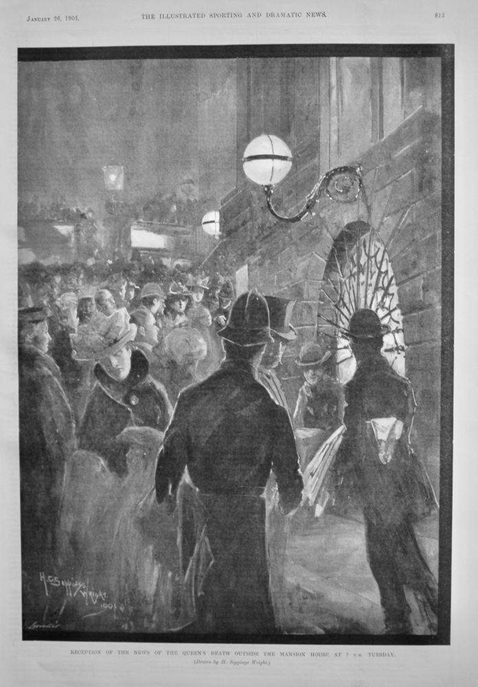Reception of the News of the Queen's Death outside the Mansion House at 7 p.m. Tuesday.  (Victoria) 1901.