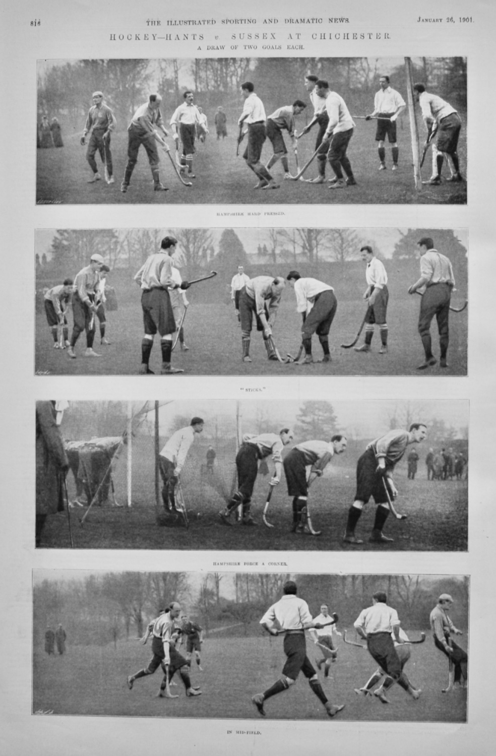 Hockey- Hants v. Sussex at Chichester.  1901.