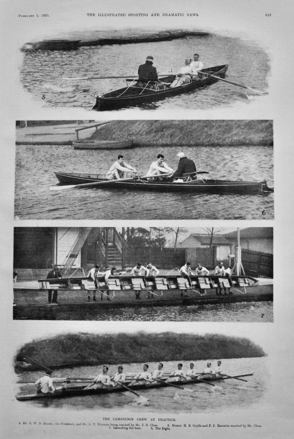The Cambridge Crew at Practice.  1901.