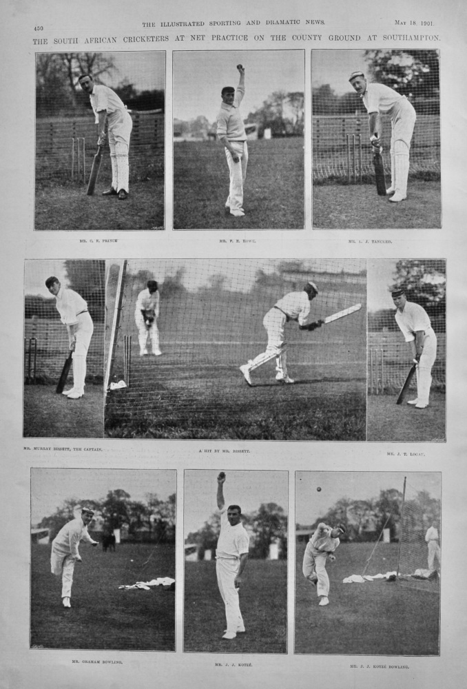 The South African Cricketers at Net Practice on the County Ground at Southampton.  1901.