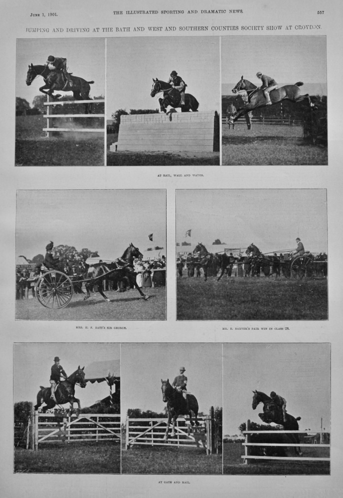 Jumping and Driving at the Bath and West and Southern Counties Society Show at Croydon.  1901.