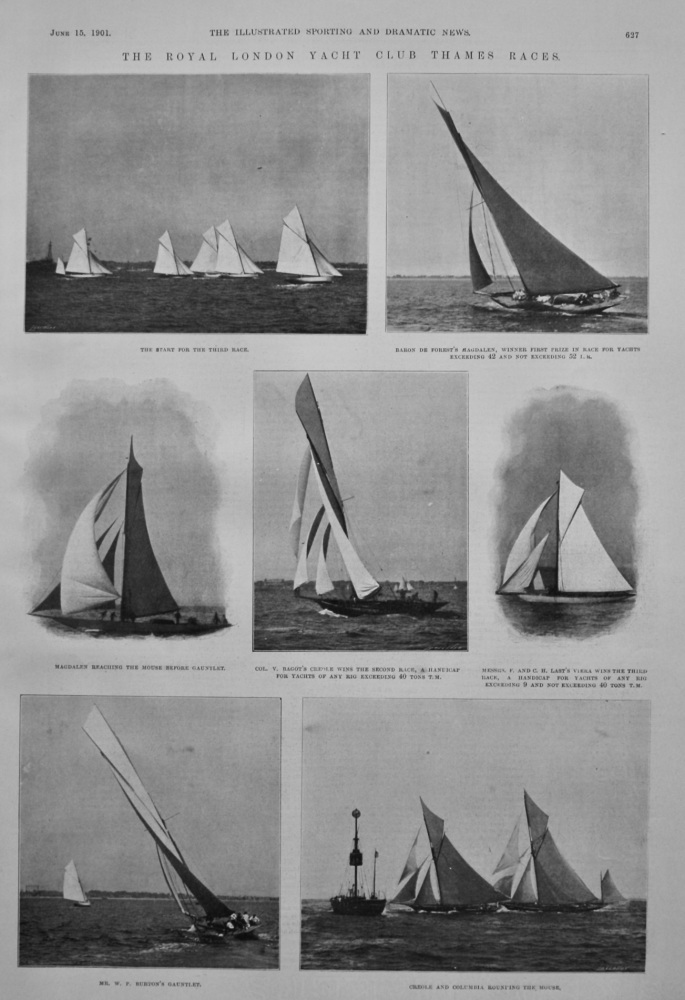 The Royal London Yacht Club Thames Races.  1901.